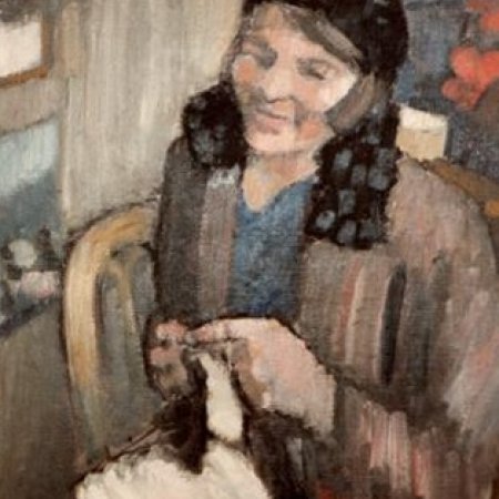 Lina tricotant la layette pour René