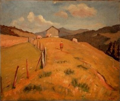 Colline de Riaux avec René en rouge
