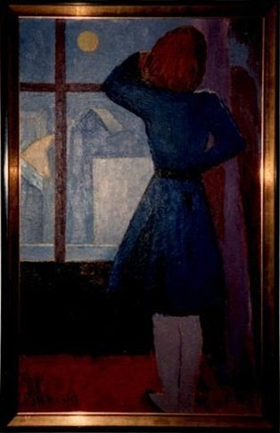 L'Attente , Fillette à la fenêtre au clair de lune