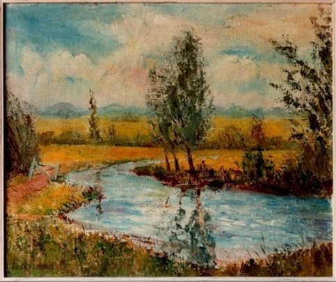 Paysage anglais au portail bleu