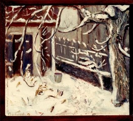 Le marronnier près de l'atelier en hiver