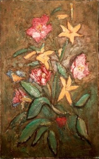 Lis et pivoines