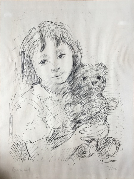 Portrait de fillette avec son ours en peluche