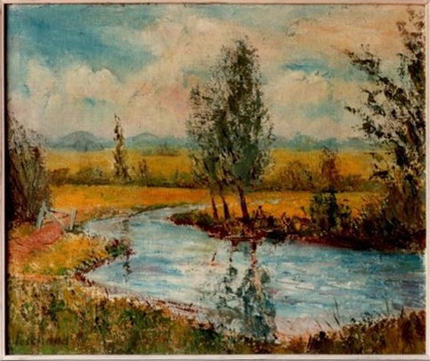 Paysage anglais au portail bleu