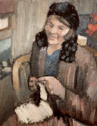 Lina tricotant la layette pour René