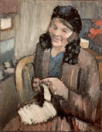 Lina tricotant la layette pour René
